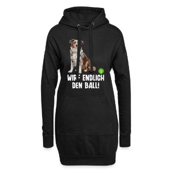 Australian Shepherd WIRF ENDLICH DEN BALL! - Hoodie-Kleid - Schwarz - Vorne