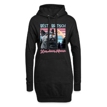 Maman chat BEST BRITISH SHORTHAIR MOM - Sweat-shirt à capuche long Femme - noir - Devant