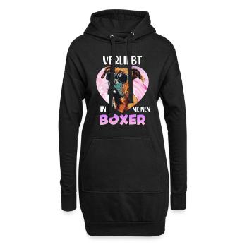 Boxer Hundemama VERLIEBT IN MEINEN BOXER Lustiges - Hoodie-Kleid - Schwarz - Vorne