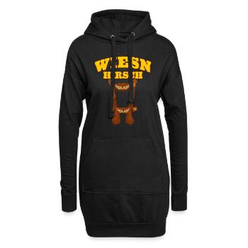 Münchner Volksfest HIRSCH Lustiges Trachtenshirt - Hoodie-Kleid - Schwarz - Vorne