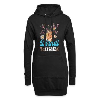 DIRNDL ERSATZ Damen Trachtenshirt Münchner - Hoodie-Kleid - Schwarz - Vorne