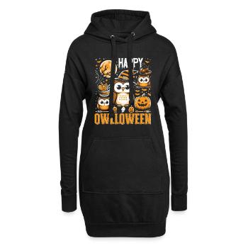 Halloween Kostüm Kinder HAPPY OWLLOWEEN Lustiges - Hoodie-Kleid - Schwarz - Vorne