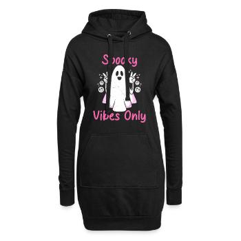 Halloween Mädchen SPOOKY VIBES Halloween Party - Hoodie-Kleid - Schwarz - Vorne