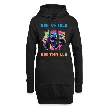 Big Wheels big thrills funny Truck Cars Sayings - Hoodie-Kleid - Schwarz - Vorne