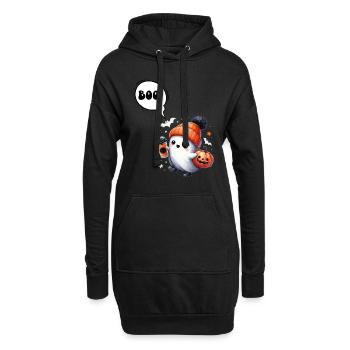 Halloween Kostüm Kinder BOOO Lustiges Mädchen - Hoodie-Kleid - Schwarz - Vorne