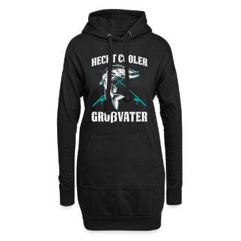 Opa HECHT COOLER GROßVATER Lustiges Hecht Angler - Hoodie-Kleid - Schwarz - Vorne