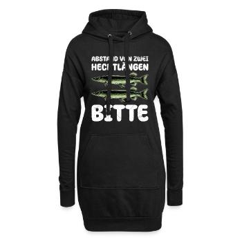 Hecht Angeln ABSTAND VON ZWEI HECHTLÄNGEN BITTE - Hoodie-Kleid - Schwarz - Vorne