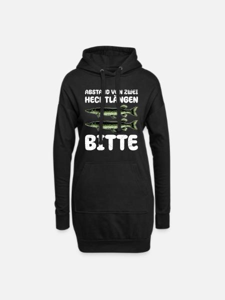 Hecht Angeln ABSTAND VON ZWEI HECHTLÄNGEN BITTE - Hoodie-Kleid - Schwarz