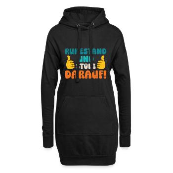 RUHESTAND UND STOLZ DARAUF! Lustiges Rentner - Hoodie-Kleid - Schwarz - Vorne