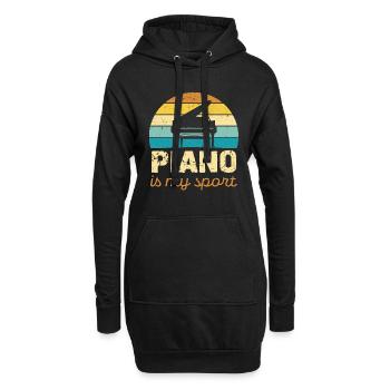 Piano Ist Mein Sport Retro Design - Hoodie-Kleid - Schwarz - Vorne