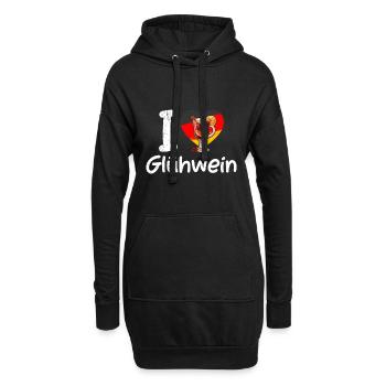 Glühwein Liebhaber ICH LIEBE GLÜHWEIN Lustiges - Hoodie-Kleid - Schwarz - Vorne