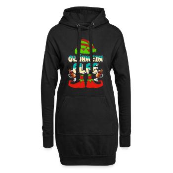 Weihnachtsmarkt GLÜHWEIN ELFE Lustiges Weihnachts - Hoodie-Kleid - Schwarz - Vorne