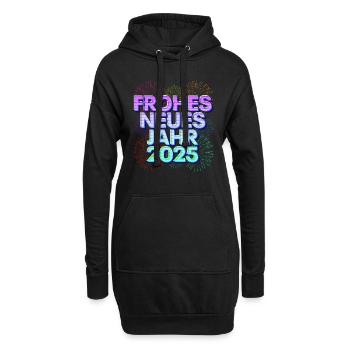 Silvester HAPPY NEW YEAR 2025 Silvester Party - Hoodie-Kleid - Schwarz - Vorne