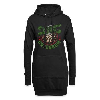 Dart Spieler AM LIEBSTEN SPIELE ICH UNTENRUM - Hoodie-Kleid - Schwarz - Vorne