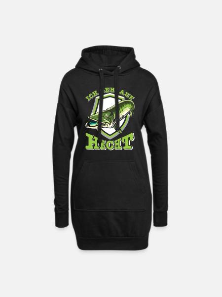 Angler Outfit ICH GEH AUF HECHT Lustiges Angeln - Hoodie-Kleid - Schwarz