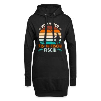Angler KOMM HER FISCHI FISCHI FISCHI Lustiges - Hoodie-Kleid - Schwarz - Vorne