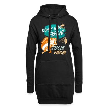 Angler KOMM HER FISCHI FISCHI FISCHI Lustiges - Hoodie-Kleid - Schwarz - Vorne
