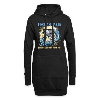 Angler FISCH AM HAKEN JETZT DER PUNK AB Lustiges - Hoodie-Kleid - Schwarz - Vorne