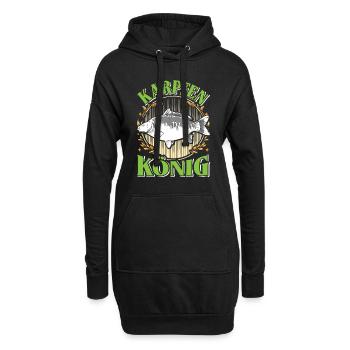 KAPRFEN KÖNIG Lustiges Karpfen Angler Outfit - Hoodie-Kleid - Schwarz - Vorne
