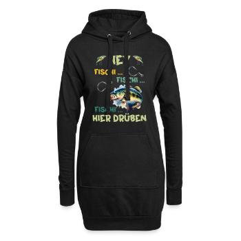 Angler HEY FISCHI FISCHI FISCHI HIER DRÜBEN - Hoodie-Kleid - Schwarz - Vorne