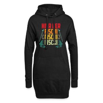 Angler HIER HER FISCHI FISCHI FISCHI Lustiges - Hoodie-Kleid - Schwarz - Vorne