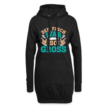 Angler Outfit Lustig DER FISCH WAR SO GROß Angeln - Hoodie-Kleid - Schwarz - Vorne