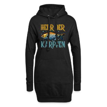 Angler Outfit HERR DER KARPFEN Lustiges Angeln - Hoodie-Kleid - Schwarz - Vorne