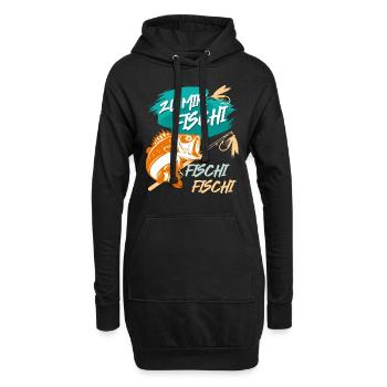 Angler Outfit ZU MIR FISCHI FISCHI FISCHI Lustiges - Hoodie-Kleid - Schwarz - Vorne
