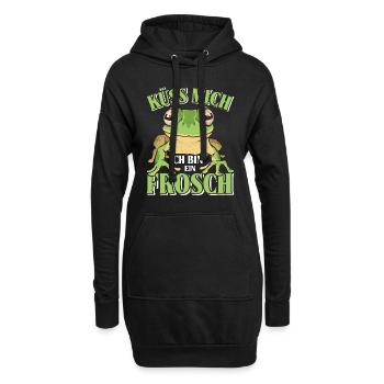 Karneval Party Frosch KÜSS MICH BIN EIN FROSCH - Hoodie-Kleid - Schwarz - Vorne