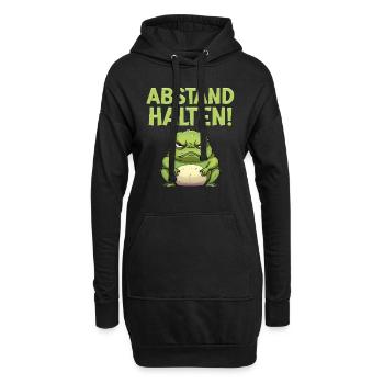 Froschkostüm ABSTAND HALTEN Lustiges Frosch - Hoodie-Kleid - Schwarz - Vorne