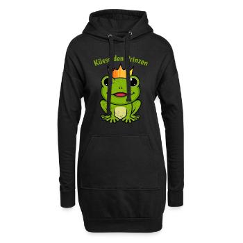 Karneval Frosch KÜSSE DEN PRINZEN Lustiges - Hoodie-Kleid - Schwarz - Vorne