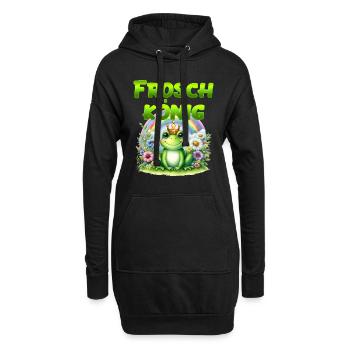 FROSCHKÖNIG Lustiges Karneval Frosch Kostüm - Hoodie-Kleid - Schwarz - Vorne