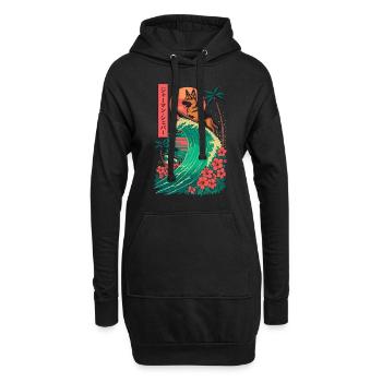 Berger Allemand Chien Animal Japonais Surf Fleur - Sweat-shirt à capuche long Femme - noir - Devant