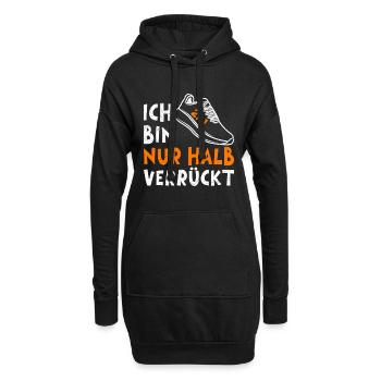 Halb Marathon Läufer BIN NUR HALB VERRÜCKT Lustig - Hoodie-Kleid - Schwarz - Vorne