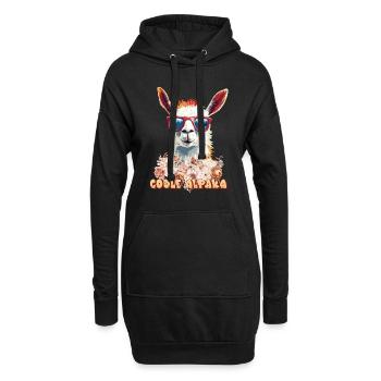Alpaka COOLE ALPAKA Lama Lustiges - Hoodie-Kleid - Schwarz - Vorne