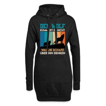 Wolf Spirit WOLF KÜMMERTS NICHT WAS SCHAFE DENKEN - Hoodie-Kleid - Schwarz - Vorne