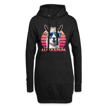 Alpaka Fan ALPAKAPAPA Retro Lustiges - Hoodie-Kleid - Schwarz - Vorne