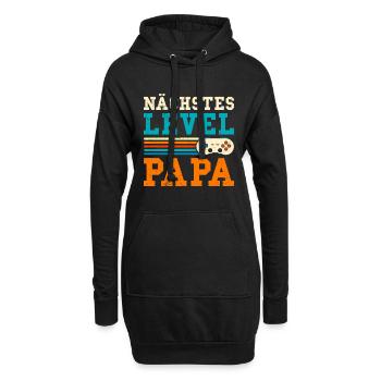 Gamer Papa NÄCHSTES LEVEL PAPA Lustiges - Hoodie-Kleid - Schwarz - Vorne