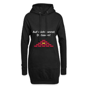 ★ Designfarben änderbar ★ Auf mich kannst Du bauen - Hoodie-Kleid - Schwarz - Vorne