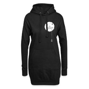 Papierschiff Papierboot mit Anker im Meer - Hoodie-Kleid - Schwarz - Vorne