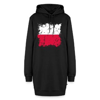 Drapeau de Pologne utilisé Look Polska Drapeau polonais - Sweat-shirt à capuche long Femme - noir - Devant