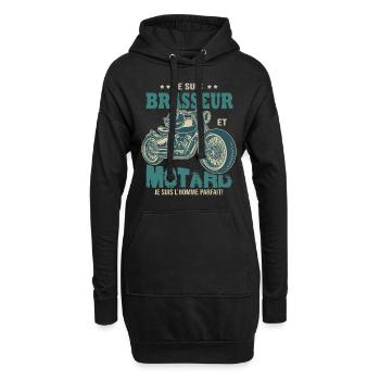 motard parfait brasseur parfait bière - Sweat-shirt à capuche long Femme - noir - Devant