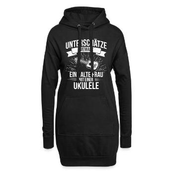 Ukulele Ukulele-Spieler Ukulelist - Hoodie-Kleid - Schwarz - Vorne