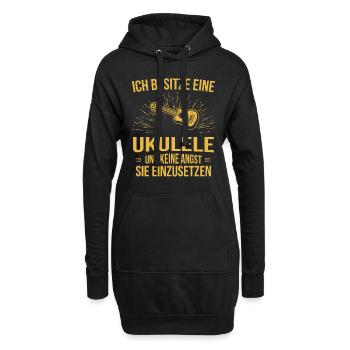 Ukulele Ukulele-Spieler Ukulelist - Hoodie-Kleid - Schwarz - Vorne