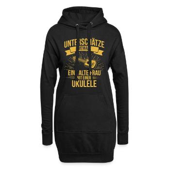 Ukulele Ukulele-Spieler Ukulelist - Hoodie-Kleid - Schwarz - Vorne