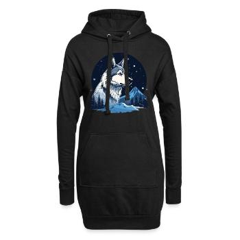 Husky Hund Schlittenhund - Hoodie-Kleid - Schwarz - Vorne