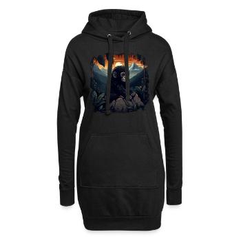 Gorilla Affe Tier Baby Jungtier Äffchen Gorillas - Hoodie-Kleid - Schwarz - Vorne