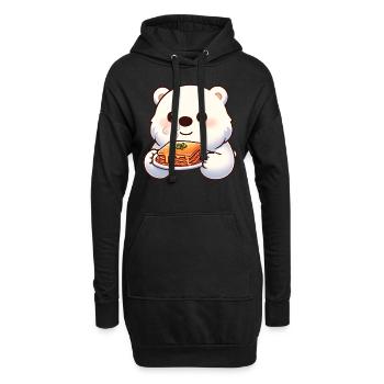 Eisbär Genießt Italienische Lasagne - Hoodie-Kleid - Schwarz - Vorne