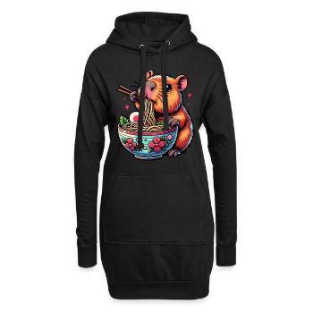 Süßes Kawaii Capybara Ramen Anime - Hoodie-Kleid - Schwarz - Vorne
