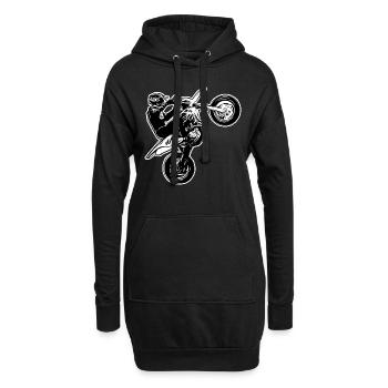 Supermoto / Supermotard / Supermoto Wheelie Biker - Hoodie-Kleid - Schwarz - Vorne